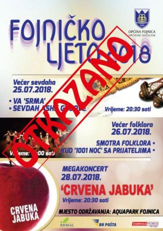 Obavijest o otkazivanju manifestacije &ldquo;FOJNIČKO LJETO 2018&rdquo;