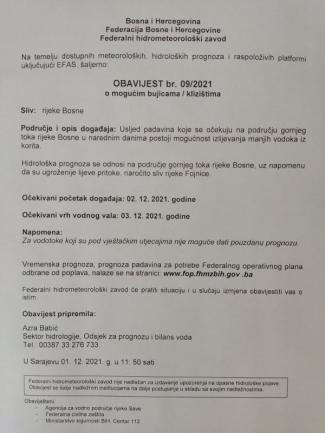 U narednim danima moguće poplave i klizi&scaron;ta, ugrožen sliv rijeke Fojnice