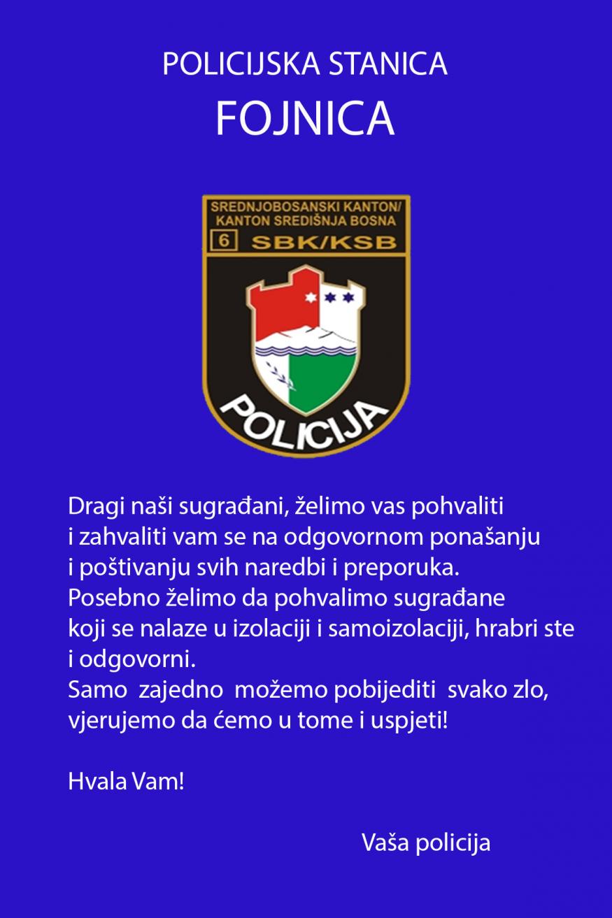 Fojnička policija zahvalila građanima što poštuju mjere