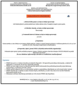 Narandžasto upozorenje: Pljuskovi, grmljavina i vjetar